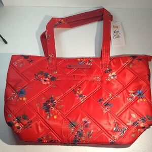 Lug Red Floral Quilted Tote Bag